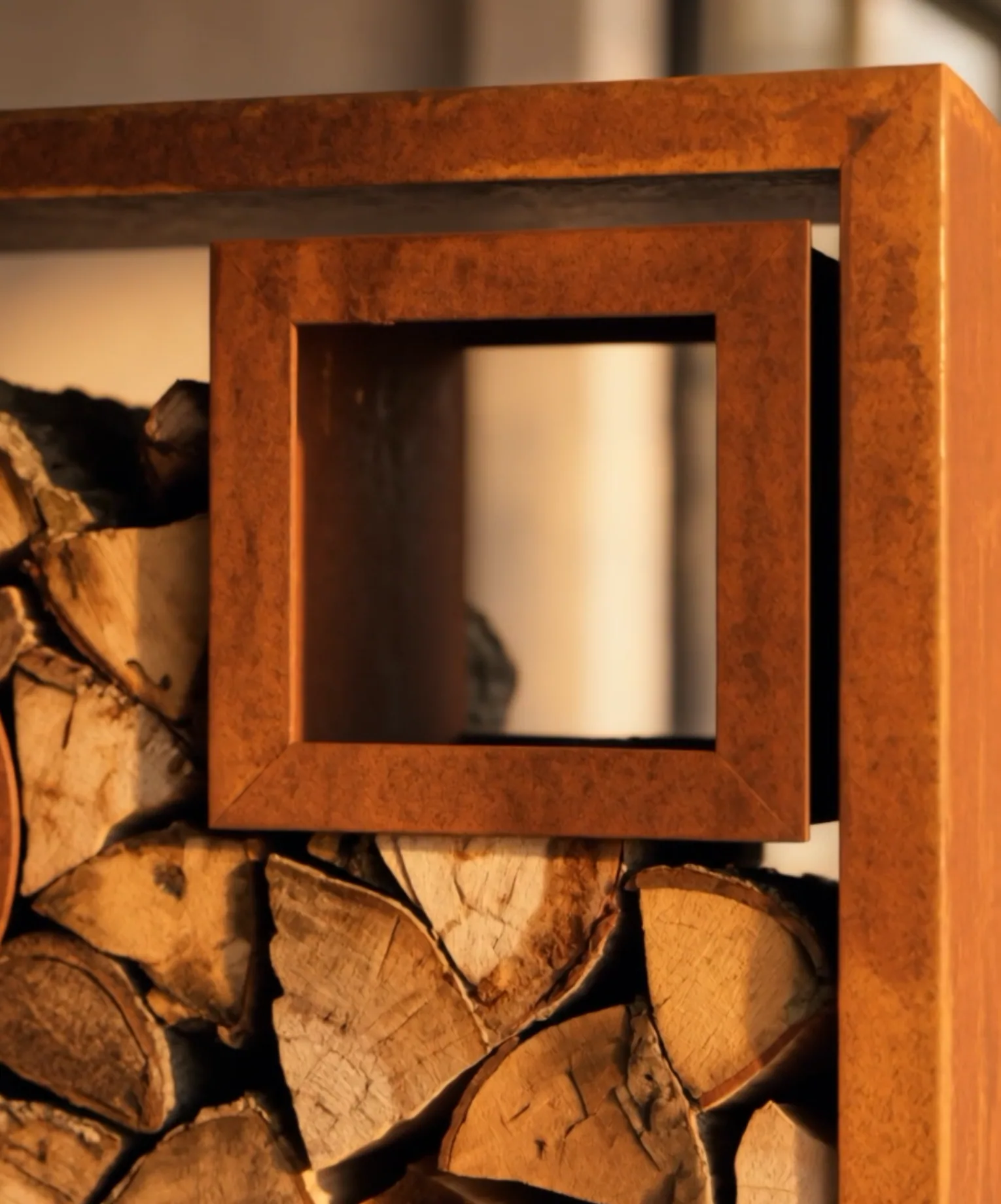 Fortito square Corten window module - mise en situation