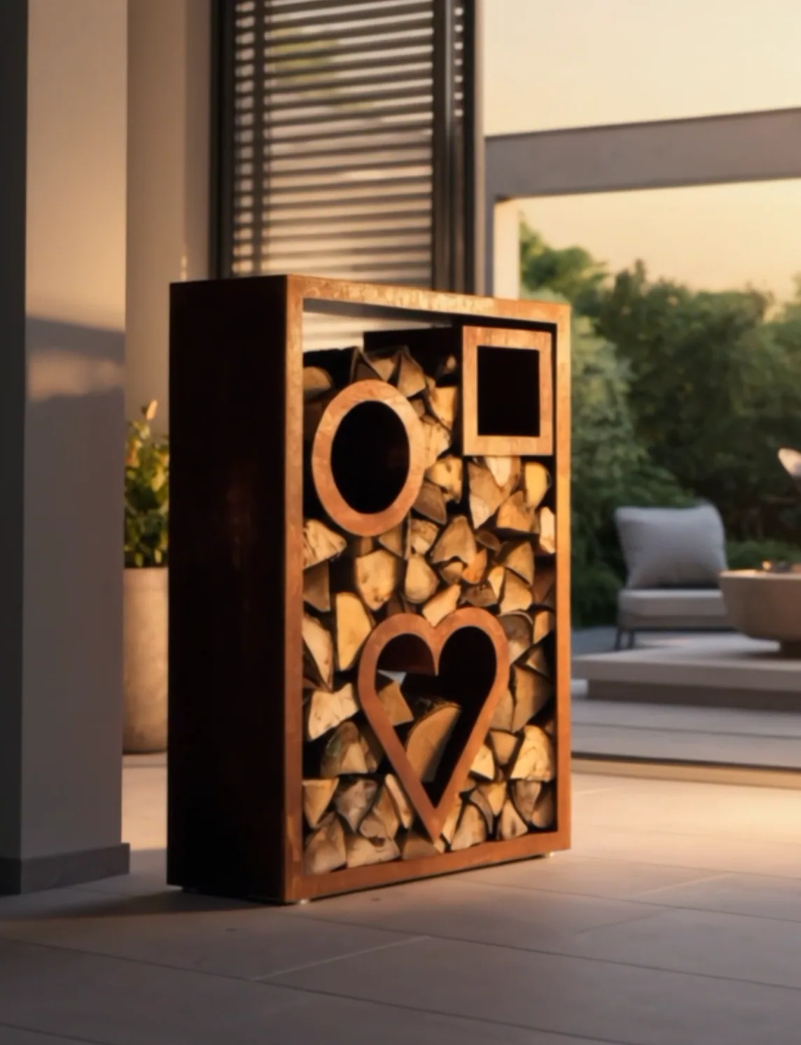 Meum decorative Corten heart - mise en situation
