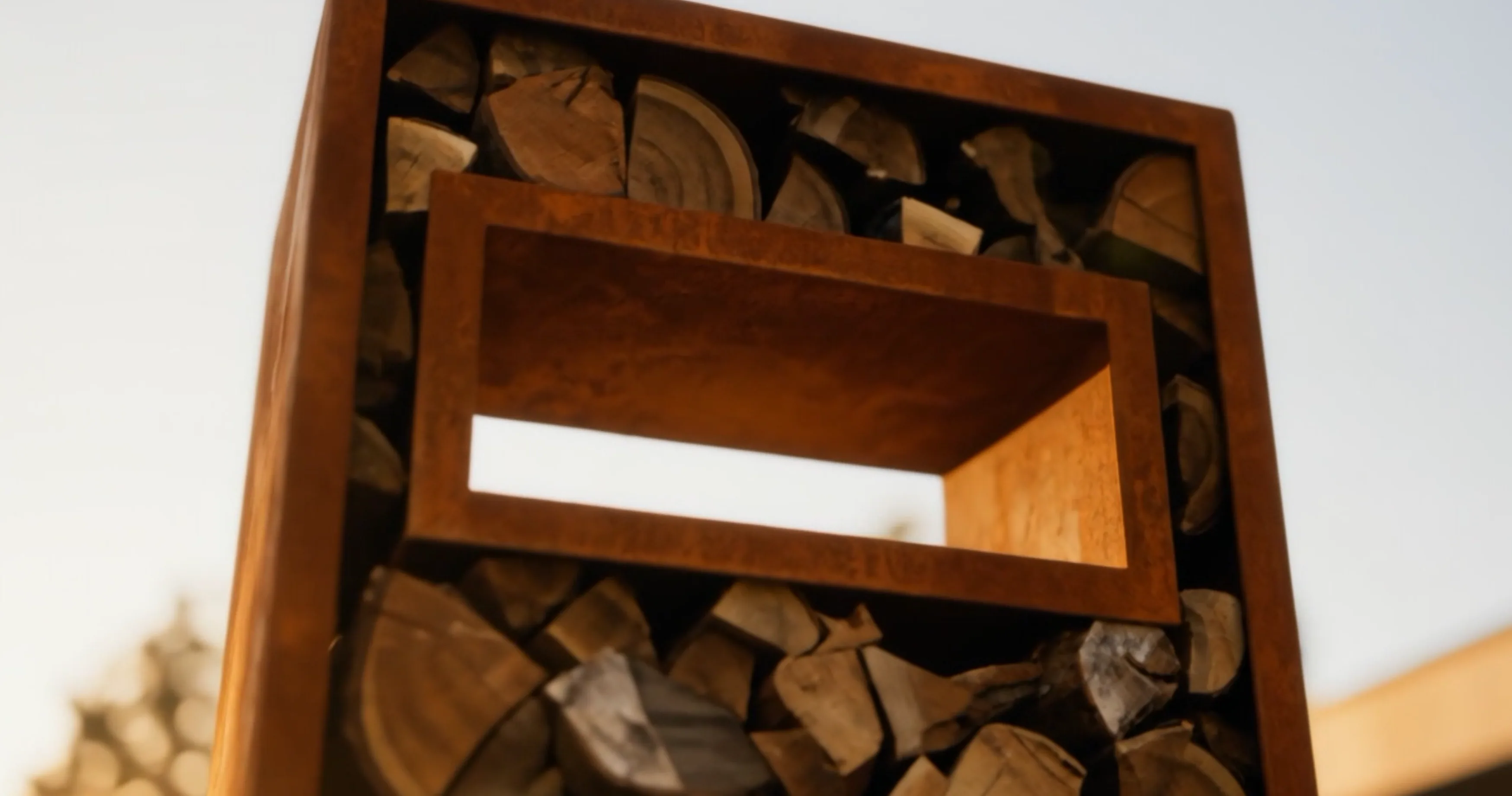 Gemitus rectangular Corten window - perspective