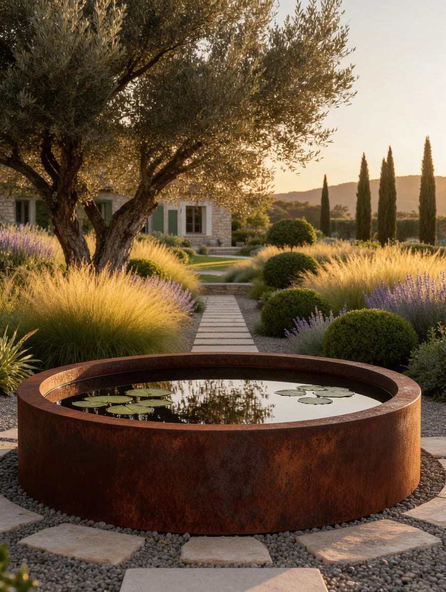 Corten steel water basins